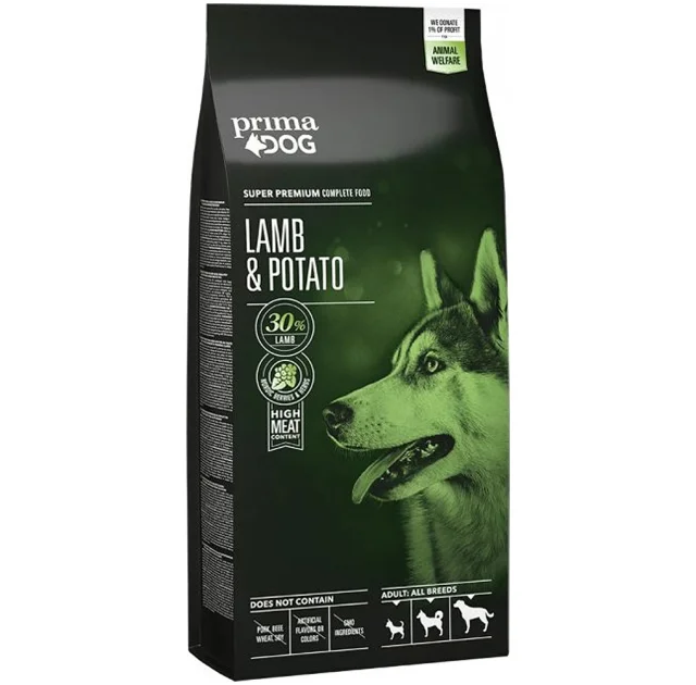 Сухий корм PrimaDog для дорослих собак усіх порід, з ягнятиною та картоплею, 12 кг