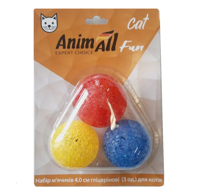 Набор глицериновых мячиков AnimAll Fun Cat для кошек, 3 шт