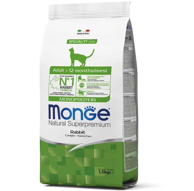 Сухий корм Monge Cat Adult для дорослих котів, з кроликом, 1.5 кг