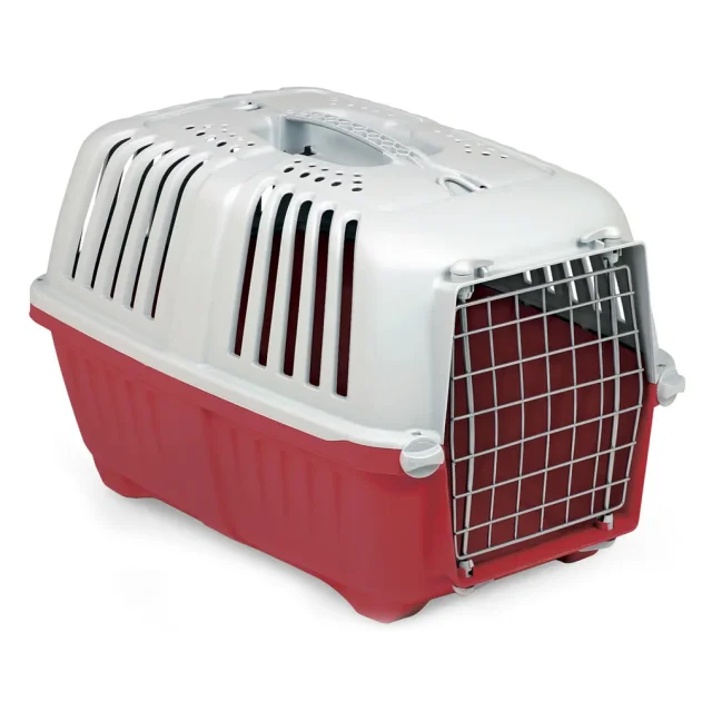 Переноска MPS Pratiko 3 для кошек и собак до 12 кг, с металлической дверцей, красная, 60×40×38 см