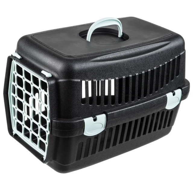 Переноска AnimAll для кошек и собак, чёрная с белой дверью, 48.5×32.5×32.5 см