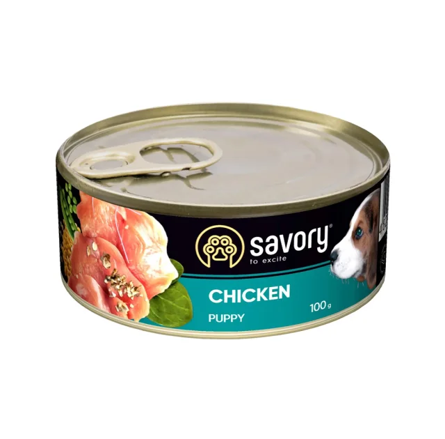Влажный корм для щенков Savory, с курицей, 100 г