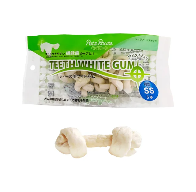 Жувальні ласощі Petz Route Teeth White Gum, кістка для чищення зубів, для собак, SS, 5×88 г