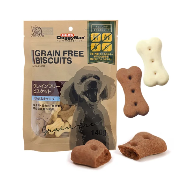 Ласощі DoggyMan Biscuits Milk&Carob, беззерновий бісквіт з молоком та керобом, для собак, 140 г