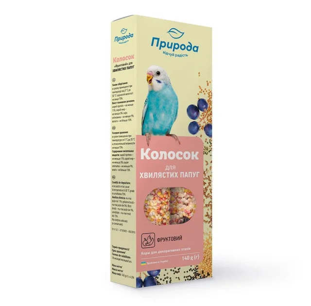 Лакомство Природа Колосок для волнистых попугаев, фруктовый, 140 г