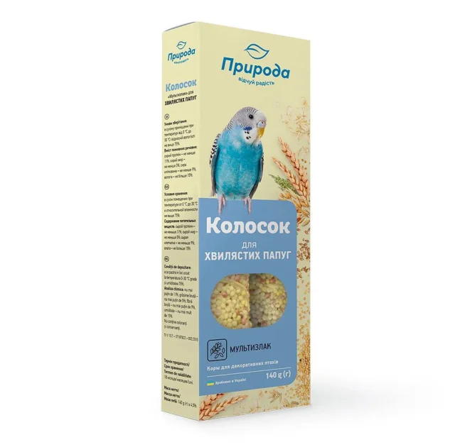 Лакомство Природа Колосок для волнистых попугаев, мультизлаки, 140 г