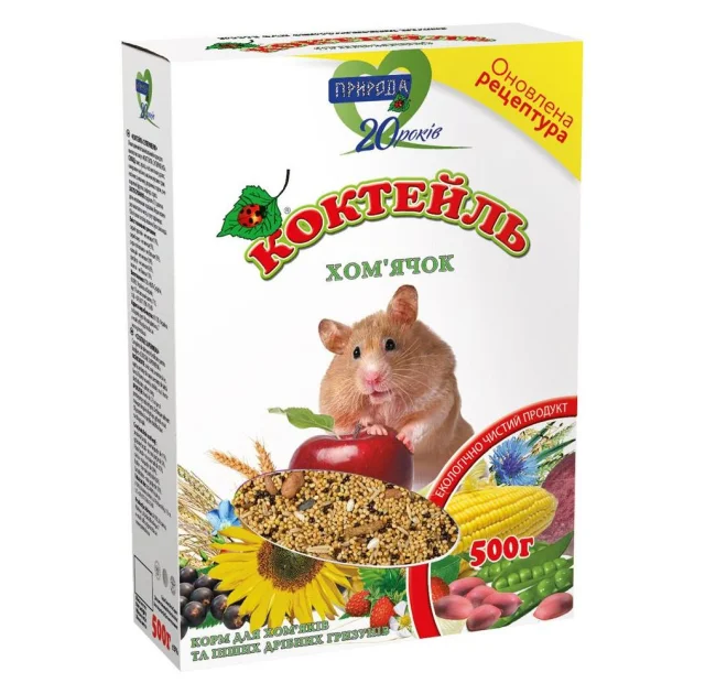 Корм Природа Коктейль Хомячок, для хомяков и мелких грызунов, 500 г