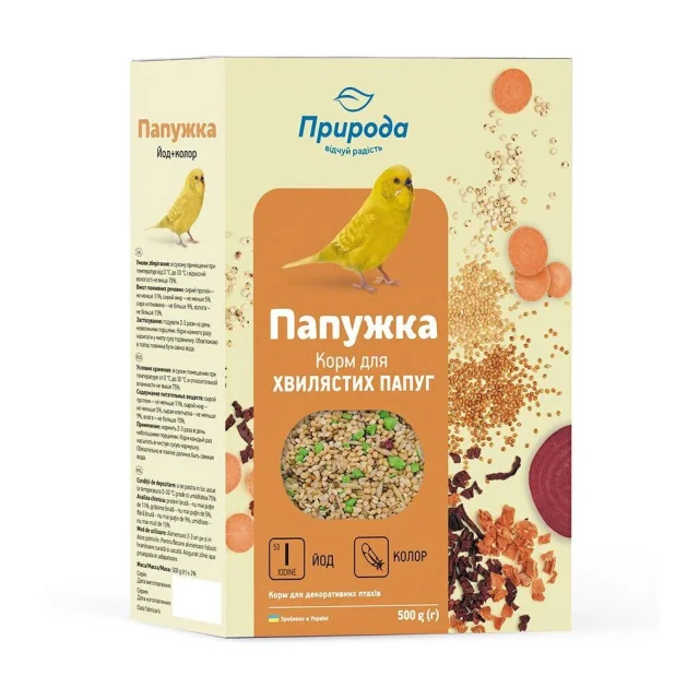Корм Природа Папужка Йод и колор для декоративных птиц, 500 г