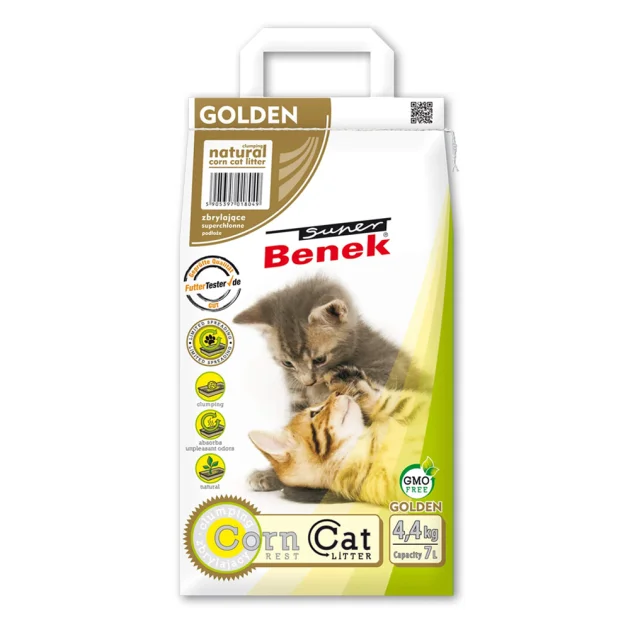 Кукурузный наполнитель Super Benek Gold Corn для кошачьего туалета, без аромата, 7 л