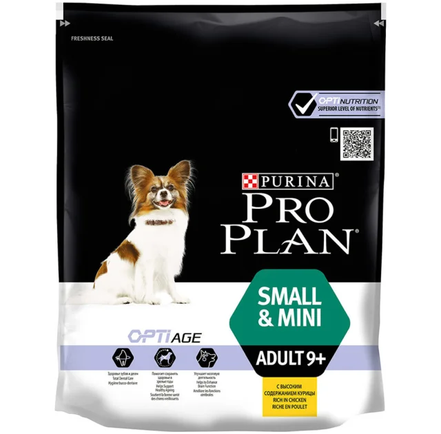 Сухий корм Purina Pro Plan Small&Mini Adult 9+ для собак малих порід старше дев'яти років, з куркою, 700 г