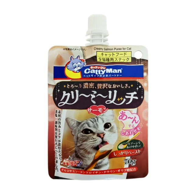 Жидкое лакомство CattyMan Creamy Salmon для кошек, сливочное пюре с лососем, 70 г
