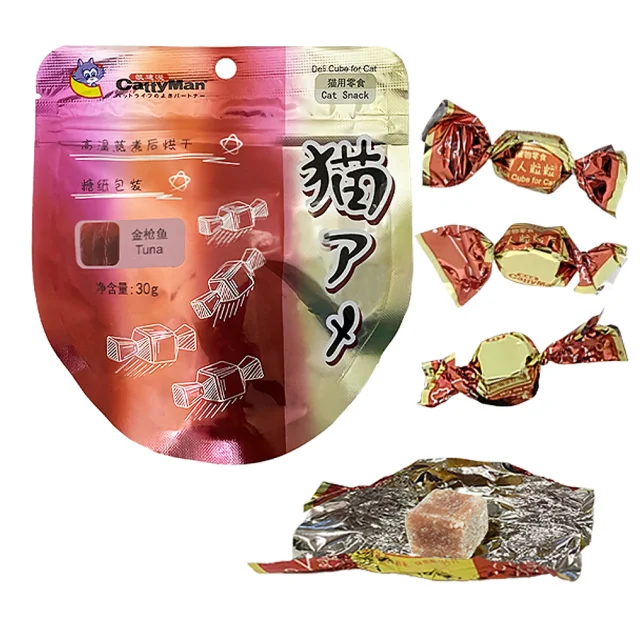 Лакомство CattyMan Deli Cube Tuna для кошек, конфеты с тунцом, лососем и куриным филе, 30 г