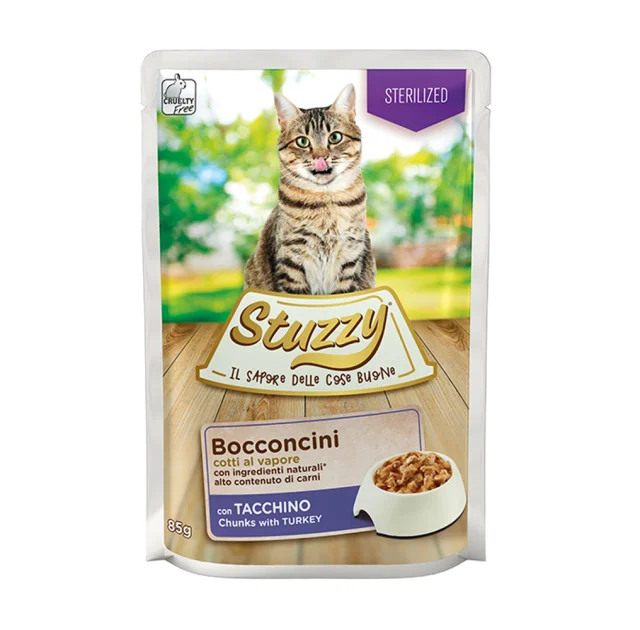 Вологий корм Mister Stuzzy Cat Sterilized Turkey з індичкою в соусі, для стерилізованих кішок, 85 г