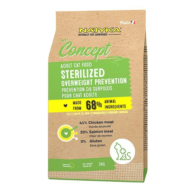 Сухий корм Natyka Concept Cats Adult Sterilized для стерилізованих котів, курка та лосось, 2 кг