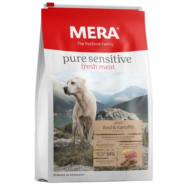 Сухий корм Mera Pure Sensitive Adult Rind&Kartoffel для дорослих собак, з яловичиною та картоплею, 1 кг