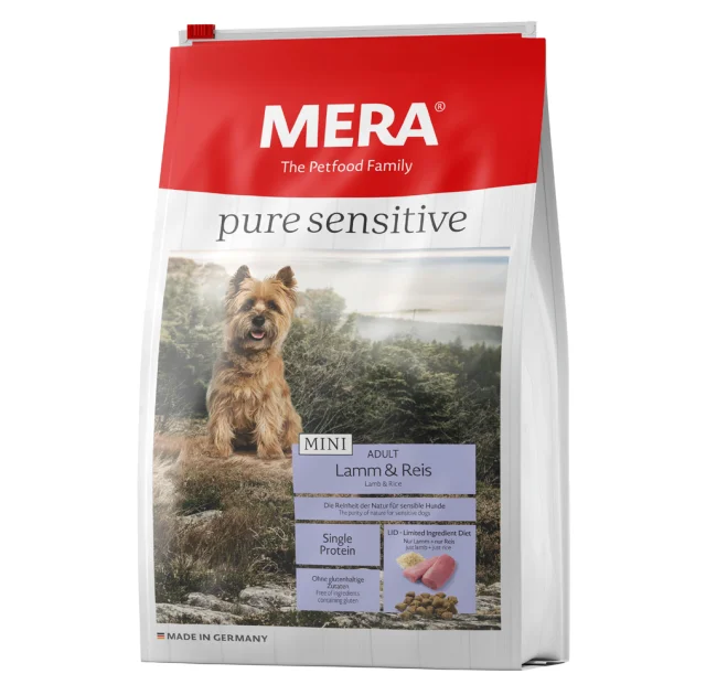 Сухий корм Mera Pure Sensitive Mini Adult Lamm&Reis для дорослих собак малих порід, з ягням та рисом, 4 кг