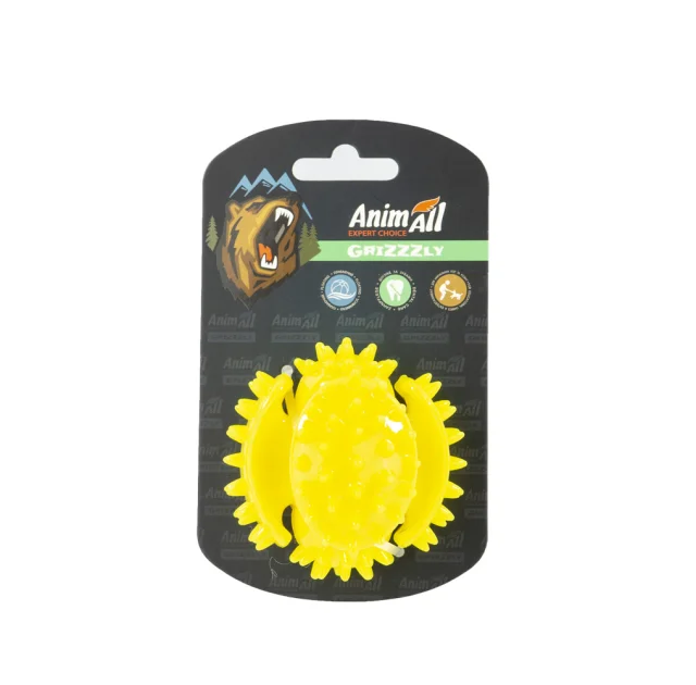 Игрушка AnimAll GrizZzly мультифункциональный мяч, для собак, 7.5 см, жёлтая