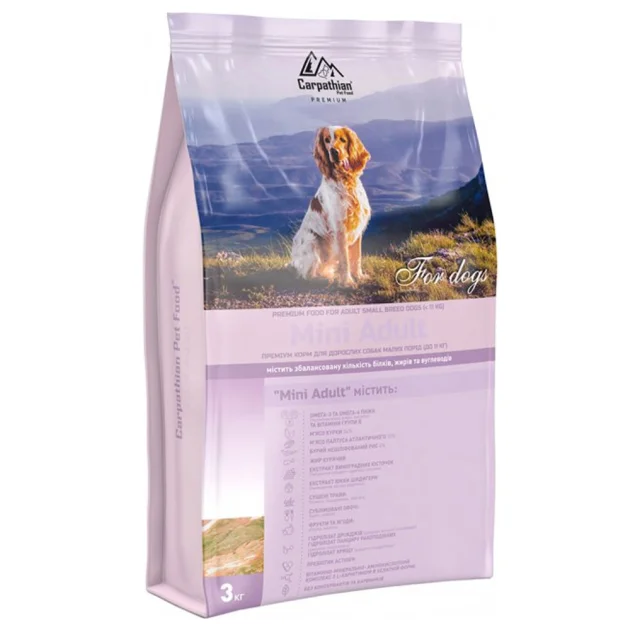 Сухий корм Carpathian Pet Food Mini Adult для дорослих собак малих порід вагою до 11 кг, з куркою, 3 кг