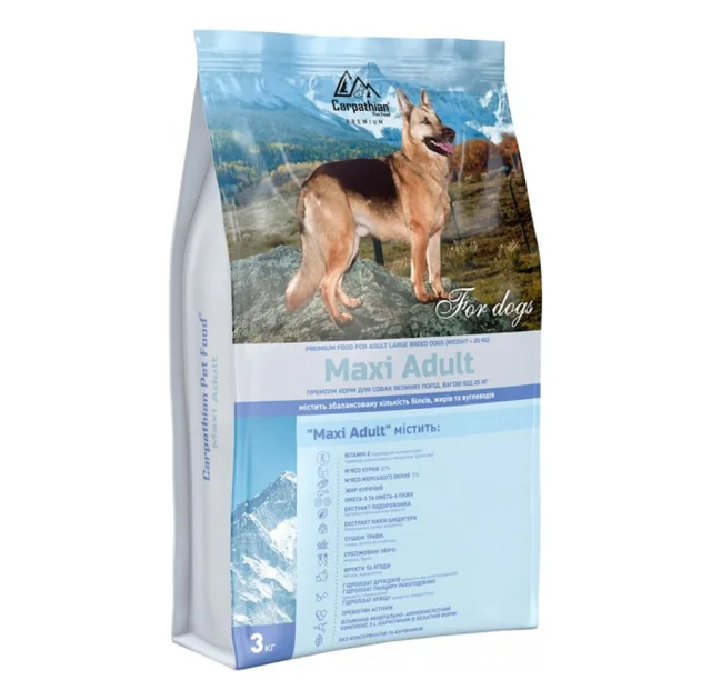 Сухий корм Carpathian Pet Food Maxi Adult для дорослих собак великих порід вагою від 25 кг, з куркою, 3 кг
