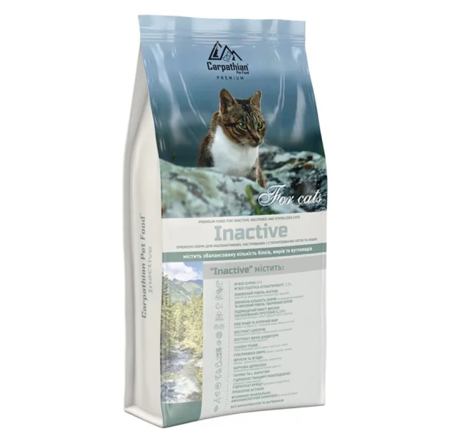 Сухий корм Carpathian Pet Food Inactive для малоактивних, кастрованих кішок всіх порід, з куркою, 12 кг