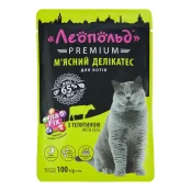 Влажный корм Леопольд Premium Мясной деликатес для кошек, с телятиной, 100 г(откл)