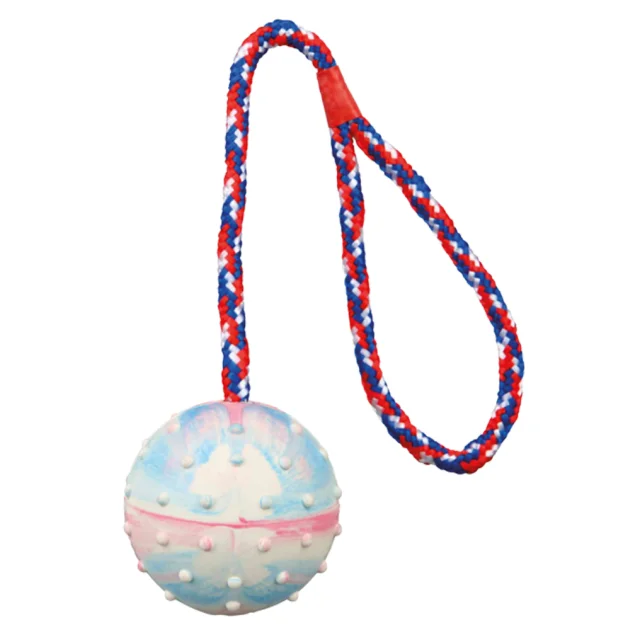 Набір шипованих м'ячів на канаті Trixie для собак, 6 см, 30 см, гума, упаковка 24 шт.