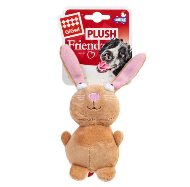 Мягкая игрушка GiGwi Plush, для собак, плюшевый кролик, с пищалкой, 16 см