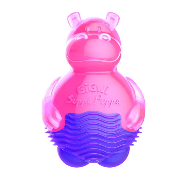 Игрушка GiGwi Suppa Puppa, для щенка, для зубов, бегемотик с пищалкой, резина, 9 см