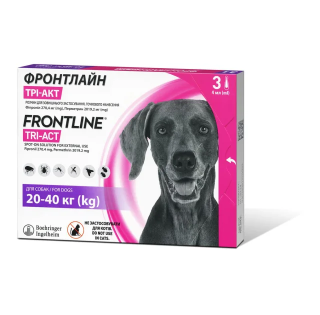 Краплі Boehringer Ingelheim Frontline TRI-ACT від бліх і кліщів для собак, L, 20-40 кг, ціна за 1 піпетку(відкл)