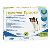 Краплі Elanco Prac-tic для боротьби з комахами і іксодових кліщів для маленьких собак від 4.5 до 11 кг, 3 піпетки