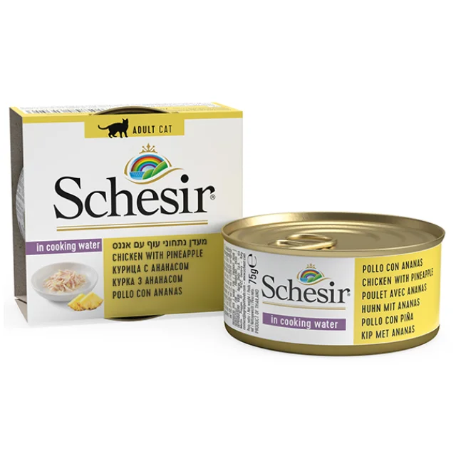 Консерви Schesir Chicken Pineapple натуральні, для котів, філе курки з ананасом, банку 75 г
