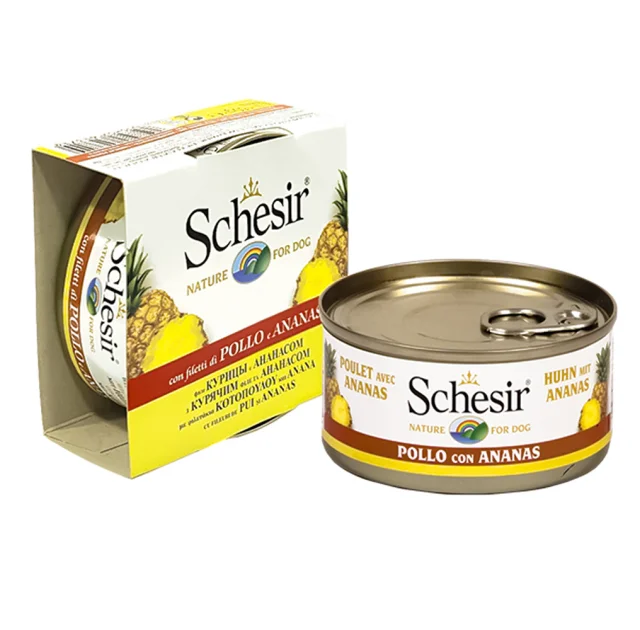 Консерви Schesir Chicken Pineapple натуральні, для собак, філе курки з ананасом в желе, 150 г