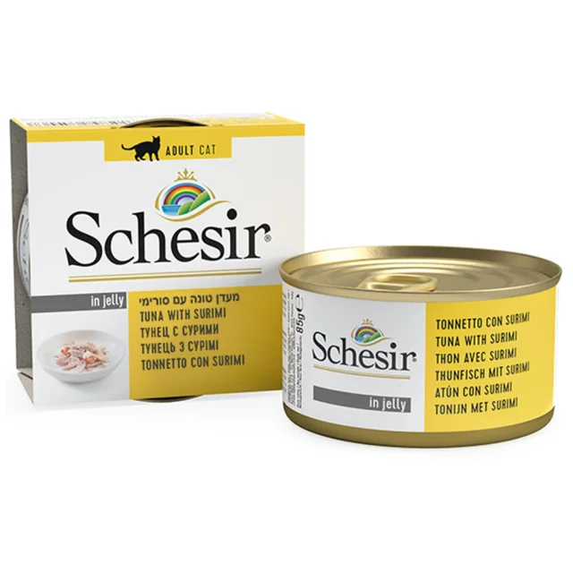 Консерви Schesir Cat Tuna Surimi натуральні, для котів, тунець з сурімі в желе, банку 85 г
