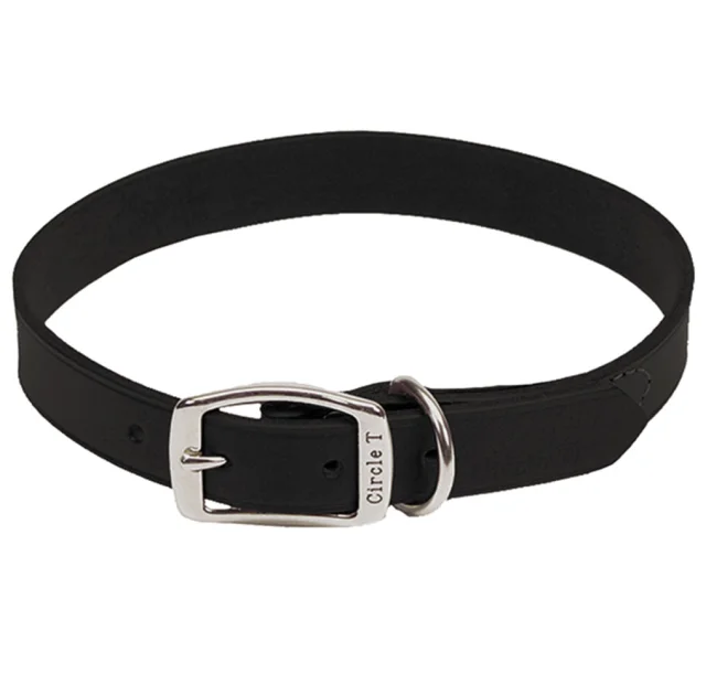 Кожаный ошейник Coastal Circle T Leather Town для собак, черный, 2×50 см