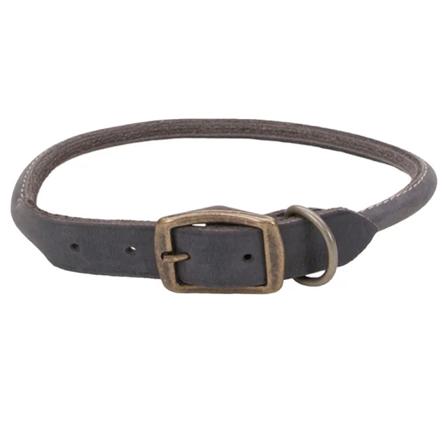 Кожаный ошейник Coastal Circle T для собак, серый, 1×40 см