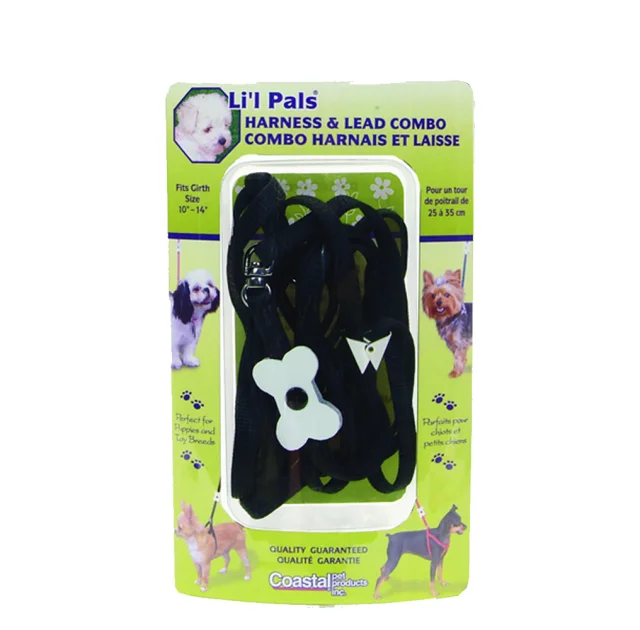 Нейлоновая шлея Coastal Bone Combo для собак, черная, 0.8×25-35 см