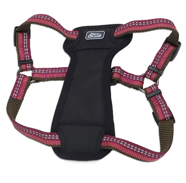 Нейлоновая шлея Coastal K9 Explorer c нагрудником для собак, малиновый, 1.6×30-45 см