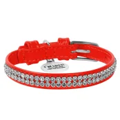 Ошейник Waudog Glamour с украшением "полотно стразы", ширина 9 мм, длина 19-25 см, красный