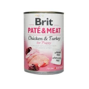 Консервы Brit Paté & Meat Puppy, для щенков, с индейкой и курицей, 400 г
