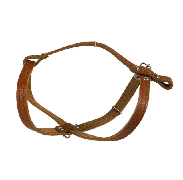 Шлейка Cristel для собак, кожа зенит перламутровая, лакированная, прошитая, 12 мм / 32 см / 38-48 см, песок