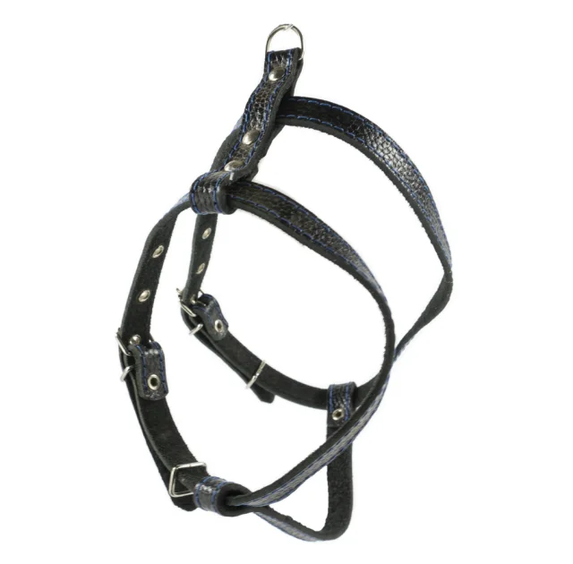 Шлейка Cristel для собак, кожа зенит, лакированная, "пикинеса", 14 мм / 30-40 см / 38-48 см, чёрный