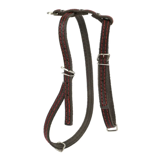 Шлейка Cristel для собак, кожа зенит, лакированная, прошитая, 10 мм / 29-35 см / 37-47 см, коричневый