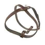 Шлейка Cristel для собак, кожа зенит, лакированная, прошитая, 12 мм / 32 см / 38-48 см, коричневый