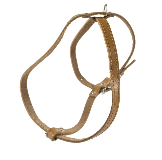 Шлейка Cristel для собак, кожа зенит, лакированная, прошитая, 12 мм / 32 см / 38-48 см, рыжий