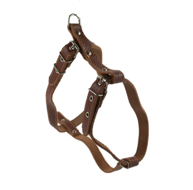 Шлейка Cristel для собак, кожа зенит, лакированная, прошитая, 18 мм / 40-50 см / 50-60 см, коньяк