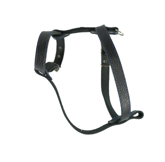 Шлейка Cristel для собак, кожа зенит, лакированная, прошитая, 18 мм / 40-50 см / 50-60 см, чёрный