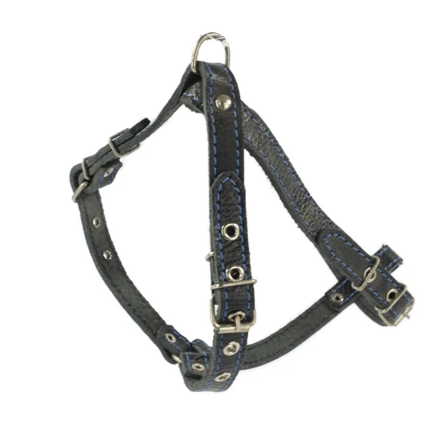 Шлейка Cristel для собак, кожа зенит, лакированная, прошитая, с нагрудником, 16 мм / 32-48 см / 50-58 см, чёрный