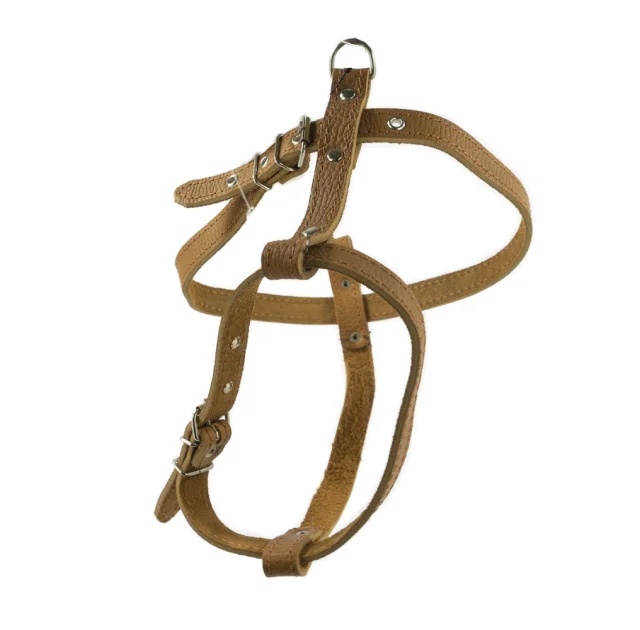 Шлейка Cristel для собак, кожа зенит, прошитая, 18 мм / 40-50 см / 50-60 см, рыжий