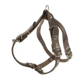 Шлейка Cristel для собак, лакированная кожа зенит, прошитая, с нагрудником, 16 мм / 32-48 см / 50-58 см, коричневый