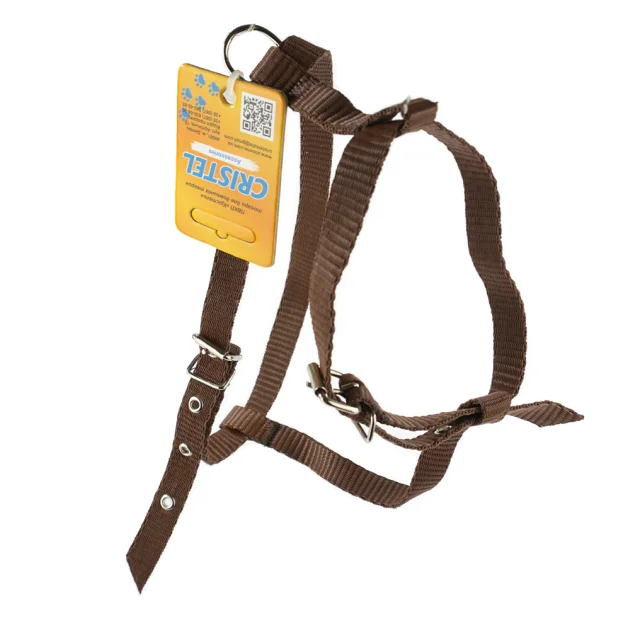 Шлейка Cristel для собак, нейлон, 15 мм/24-34 см/45-55 см, коричневий